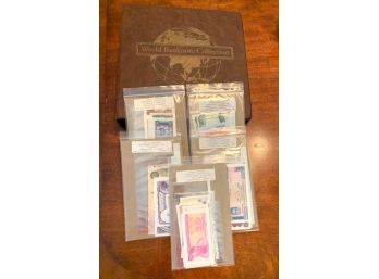 World Bank Note Collection Binder, Contents, And 5 Packages Of Bank Notes