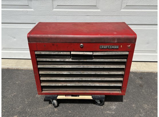 Craftsman Toolbox Fully Loaded With Mechanics Tools, Mostly Craftsman Sockets, Wrenches, And More