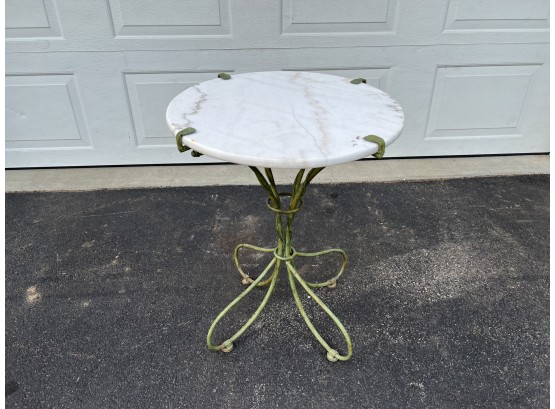 High Quality French Style Bistro Table With Iron Base And Marble Top