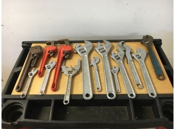 Large Lot Of 14 Adjustable Wrenches