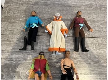 Lot Of 5 Mego Corp 1974 Action Figures, 3 Are From Star Trek