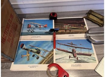 Group Of 4 Rolled Up Aviation Prints