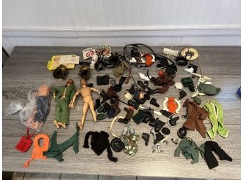 Huge Table Lot Of 1964 GI Joe Deep Sea Diver Action Figures And Accessories