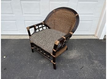 Rattan Chair With Leopard Print Cushion