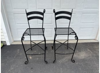 Pair Of Heavy Iron Outdoor Barstools