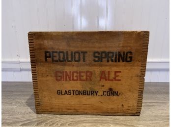 Pequot Spring Ginger Ale Glastonbury CT Wood Crate