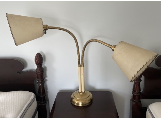Brass-like Table Lamp With Moveable Arms