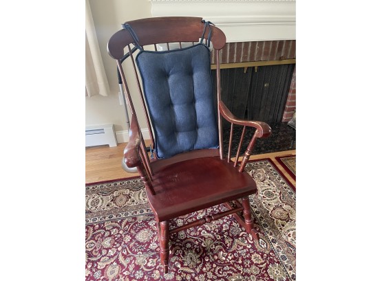 Rocking Chair With Blue Back Cushion
