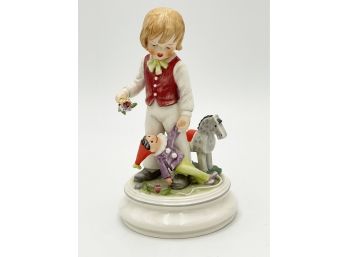 Limited Edition 299/2000 1978 German Goebel Boy With Toy Horse And Clown Doll