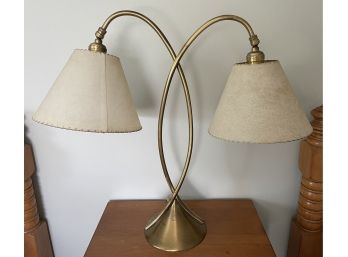 Mid Century Modern Dual Lamp With Brass Base
