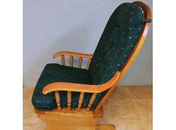 Glider Chair With Refinished Arms And Teal Fabric