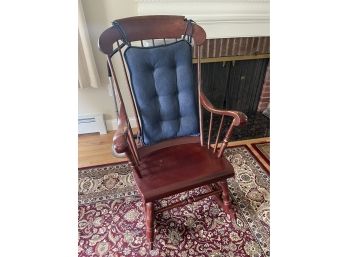 Rocking Chair With Blue Back Cushion