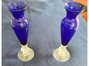 Cobalt Blue Vintage Vases (approx. 7' H) - Pair