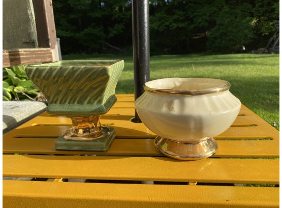 Gold Trimmed Footed Planter Set By McCoy