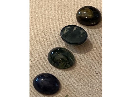 4 Dark Colored Cabochon Stones
