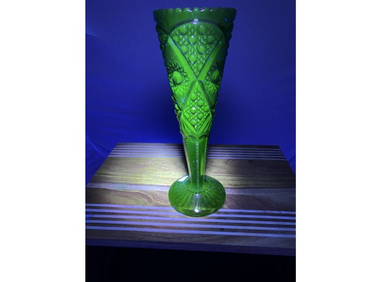 Green Glass Vase - Uranium Glass