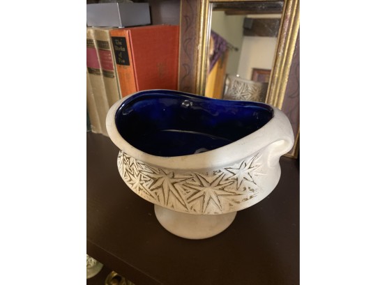 McCoy White/Deep Blue Starfire Footed Planter