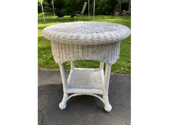 White Wicker Outdoor SIde Table
