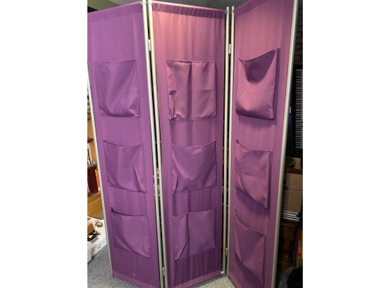 Purple Canvas Pocketed Room Divider