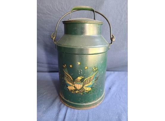 Green Milk Can With Eagle Canons And Shield