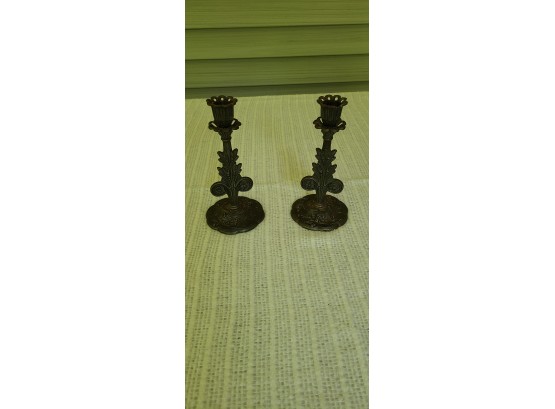 Candle Holders Heavy Weight Metal Marked F M