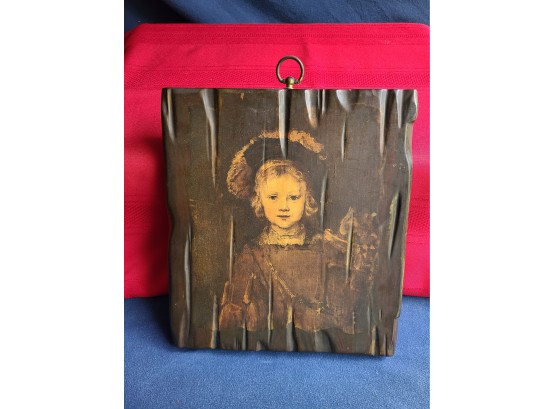 Portrait Of Young Girl On Wood