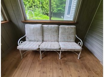 Winston Sofa Patio Furniture Strapping 71x31x21 Wrought Aluminum Original Cushions In Very Good Condition