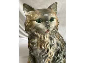 1963 Ceramic Molded Hand Painted Cat 10x12in Tall