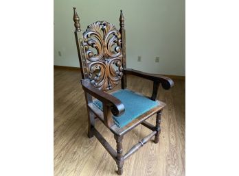 Hand Carved Throne Wooden Chair 23x20x44in