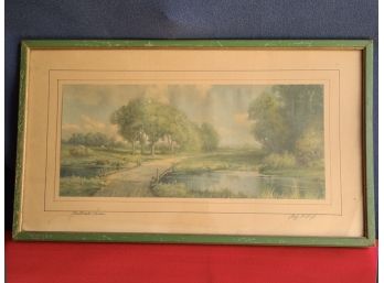 The Road Home Signed F.f.? Landscape Waterscape Picture