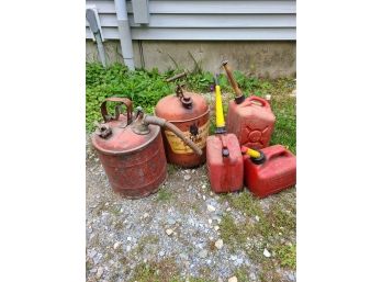 Assorted Gas Cans Vintage And Modern