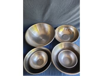 Set Of 6 Stainless Steel Bowls Baking Cooking Kitchen