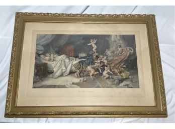 Un Reve DAmour By F Vinea Printed By Blechinger And Leykaue 42x30 Early Rare Large Engraving