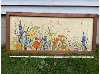 Summertime In Full Blume, Framed Stitch Work, 44x20in.