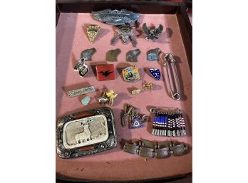 Belt Buckles One Signed Tom Cowboy Motorcycle Pins And More Pins Copper Bracelet
