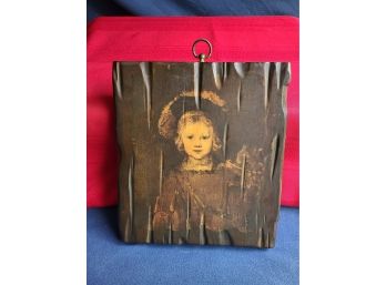 Portrait Of Young Girl On Wood