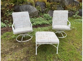 Two Winston Swivel Chairs & Ottoman, Gently Used On Covered Porch Very Good To Excellent Condition