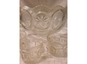 Punch Bowl Set With 11 Glasses