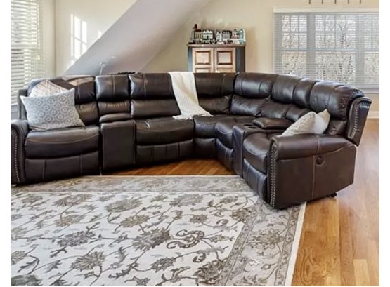 Brown Lannister 7 Piece Power Reclining Sectional - 3 Sections Recline!
