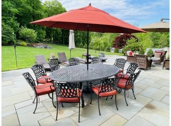 Wow! Protege Casual Jolene Madison Outdoor Patio Table, Umbrella, Ten Chairs & Cushions