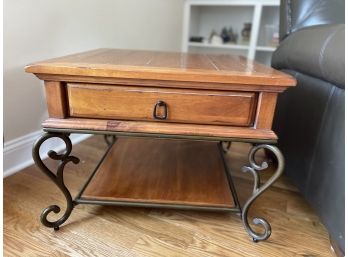 Gorgeous 26 Inch Square End Table With Ornate Metal Legs, 1 Of 2
