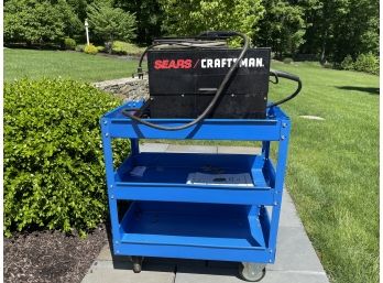 Sears Craftsman Wire Feed Mig Welder With 3 Shelf Blue Cart