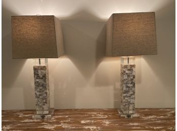 Two Beautiful Lamps With Opalescent Tile