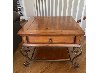 Gorgeous 26 Inch Square End Table With Ornate Metal Legs, 2 Of 2