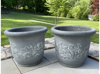 A Set Of Resin Planters With Leaf Design