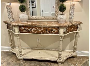 A Distressed Rustic Style Cream Sideboard