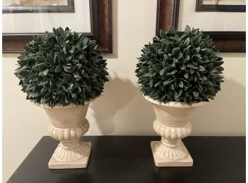 Two Faux Plants In Lightweight Urns