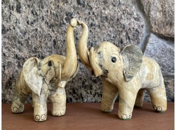 Vintage Handmade Elephants Made From Crushed Oyster Shells