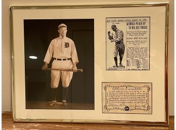 Ty Cobb New Haven Journal Courier  Picture With Certificate Of Authenticity