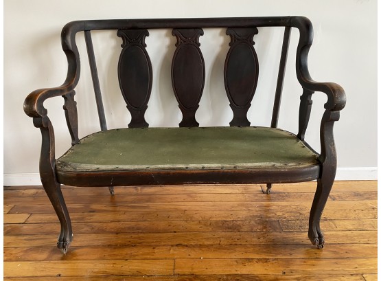 Victorian Carved Wood Settee.